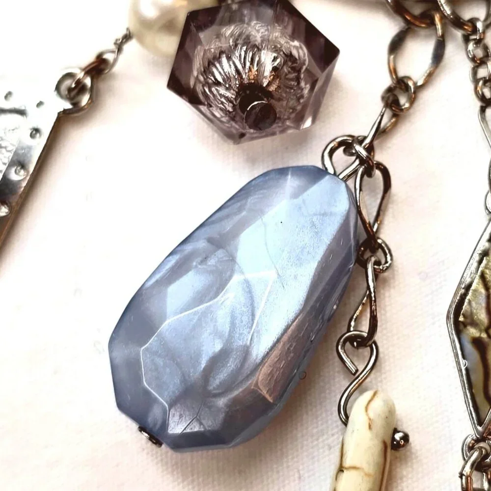 Chicos Boho Rose Quartz and Jasper Gemstone Leather Long Necklace - Picture 9 of 15